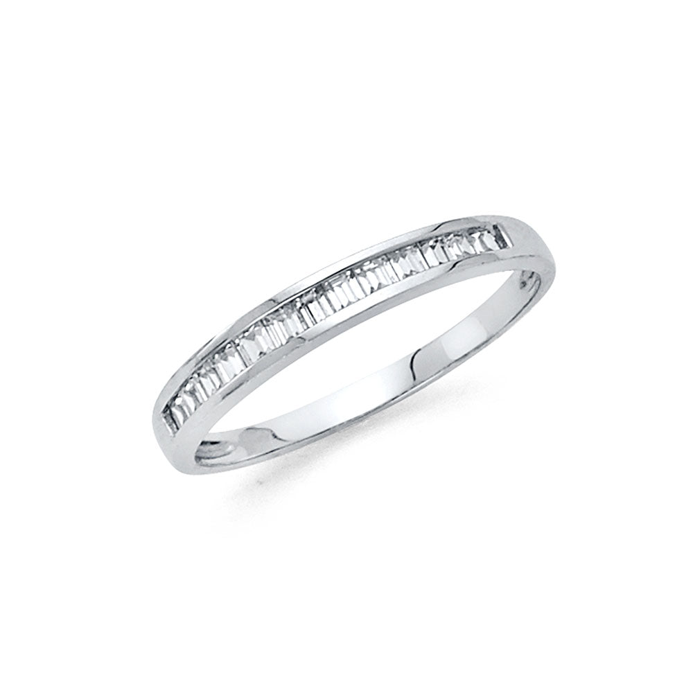 14K White Gold CZ Ladies Wedding Band