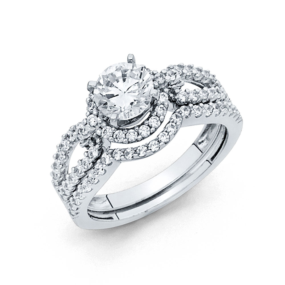 14K White Gold CZ Duo Set