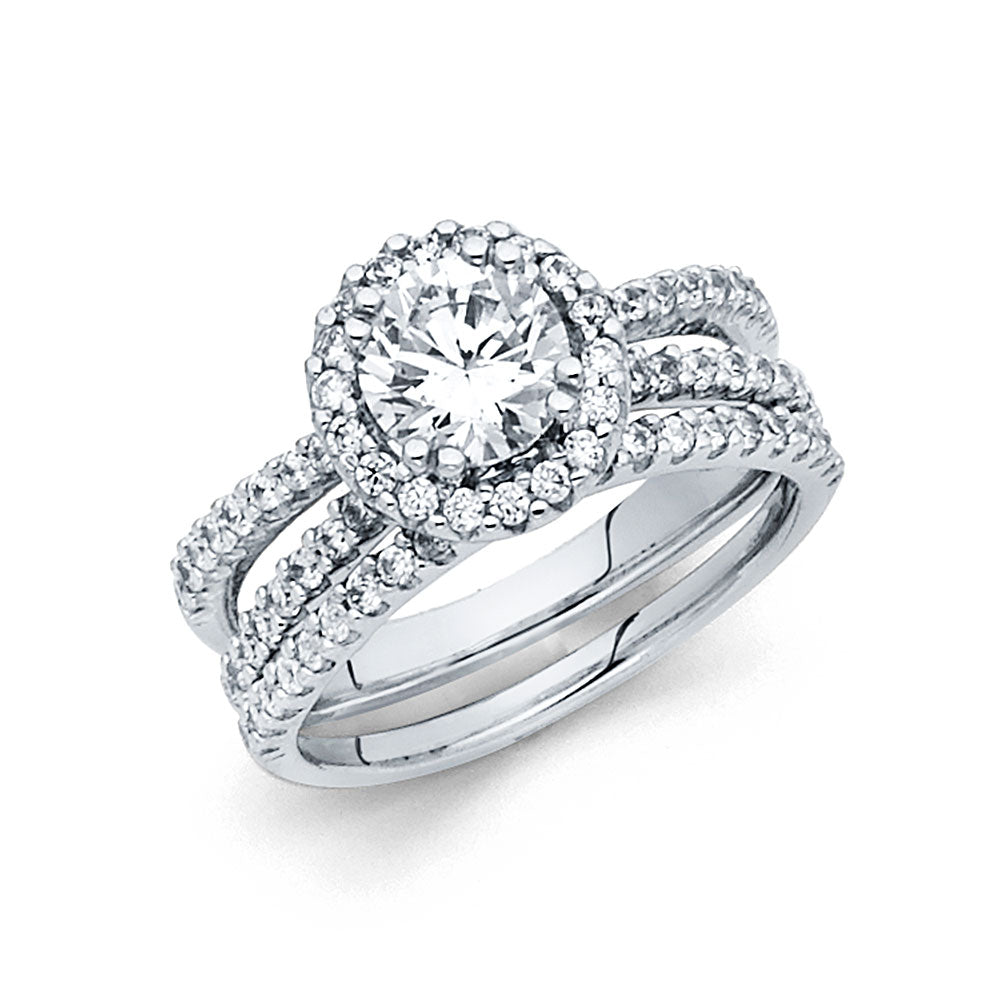 14K White Gold CZ Duo Set
