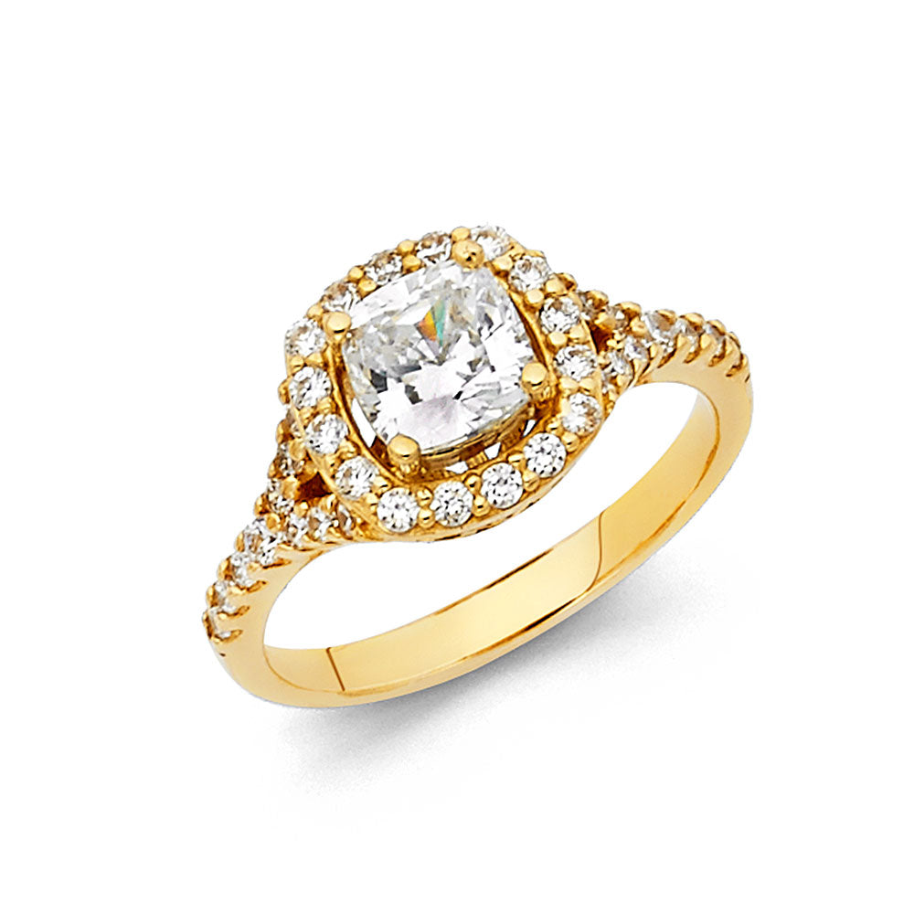 14K Yellow Gold CZ Engagement Ring