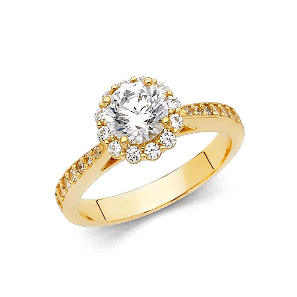 14K Yellow Gold CZ Engagement Ring