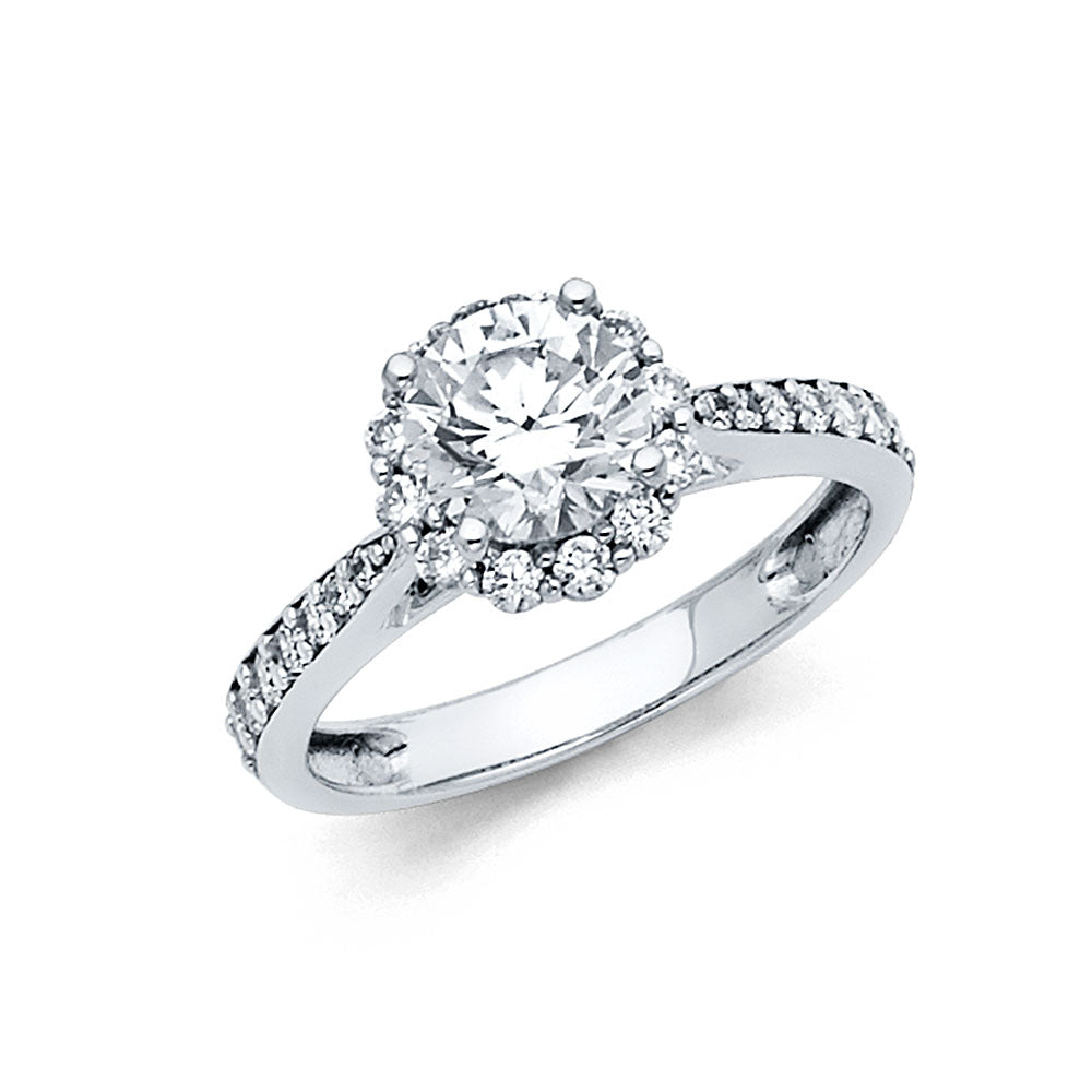 14K White Gold CZ Engagement Ring