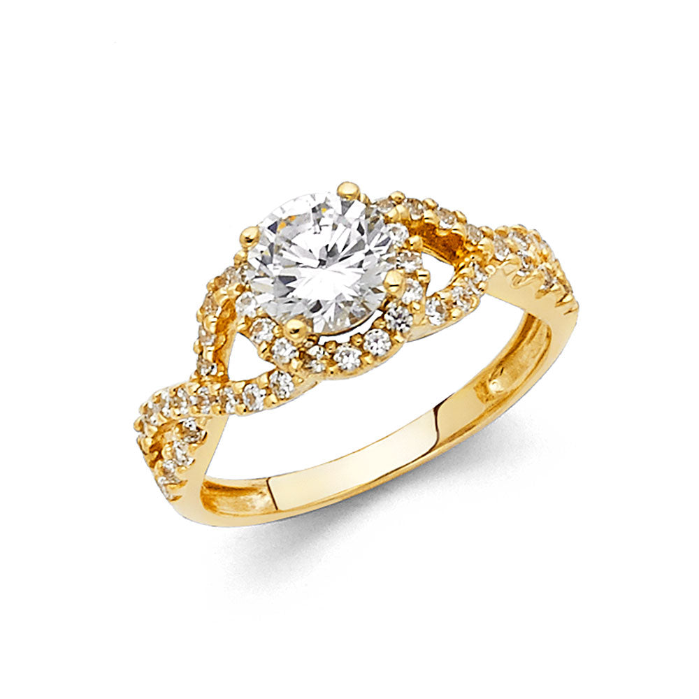 14K Yellow Gold CZ Engagement Ring