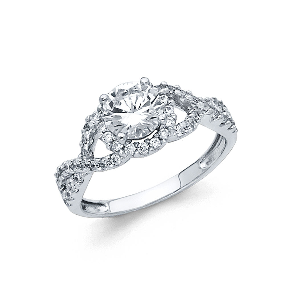 14K White Gold CZ Engagement Ring