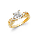 14K Yellow Gold CZ Princess Engagement Ring