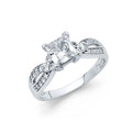 14K White Gold CZ Princess Engagement Ring
