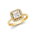 14K Yellow Gold CZ Princess Engagement Ring