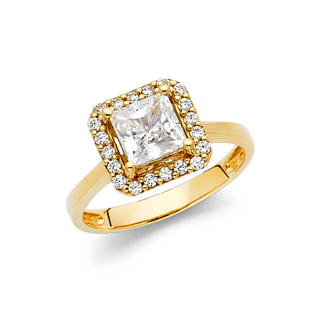 14K Yellow Gold CZ Princess Engagement Ring
