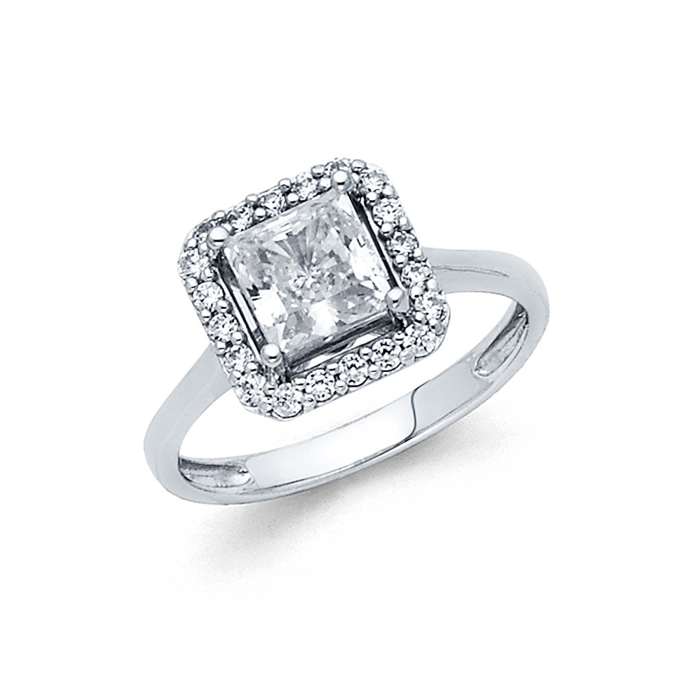 14K White Gold CZ Princess Engagement Ring