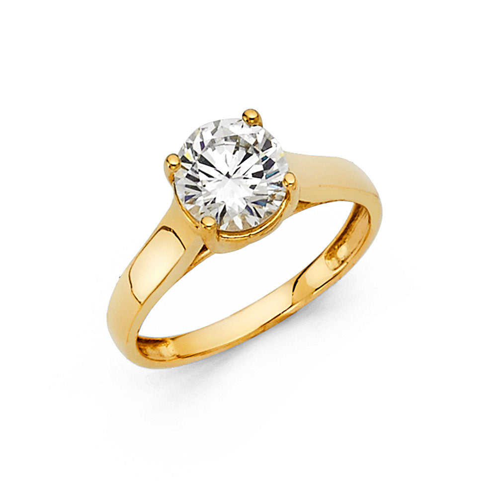 14K Yellow Gold CZ Engagement Ring