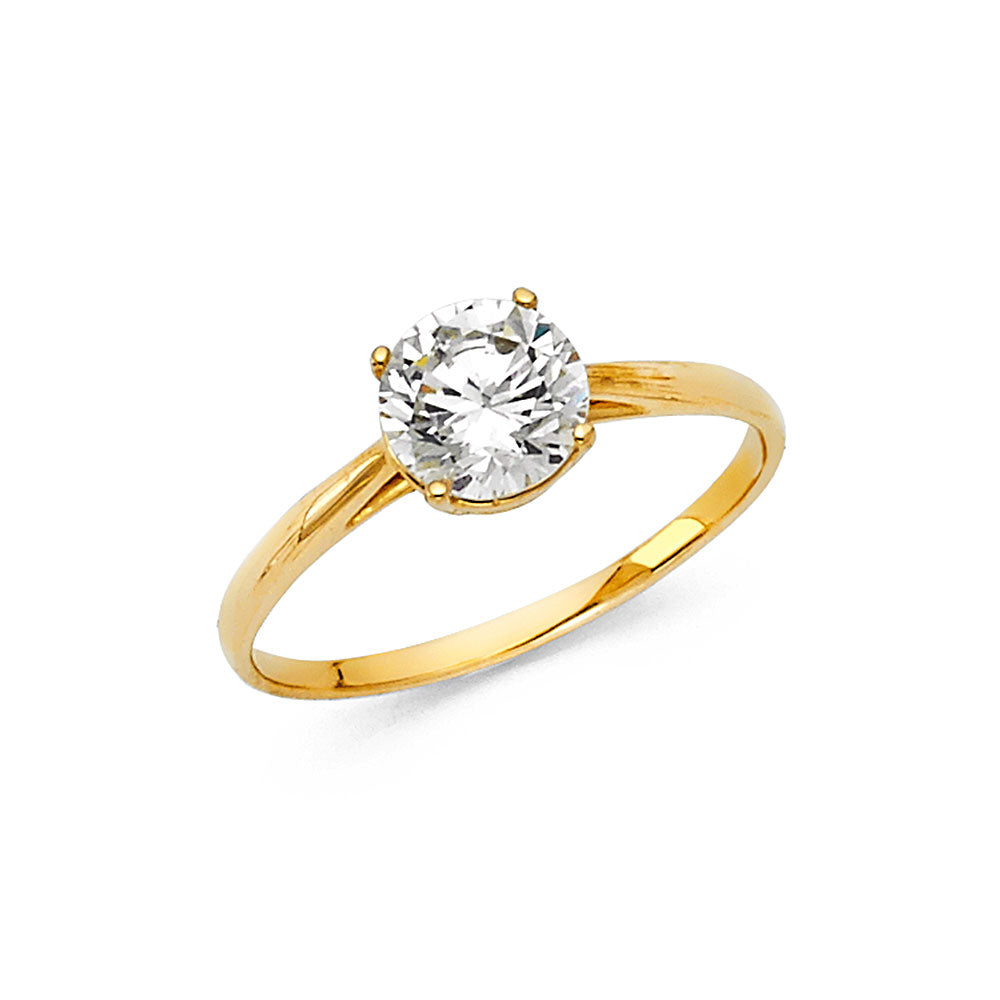 14K Yellow Gold CZ Engagement Ring