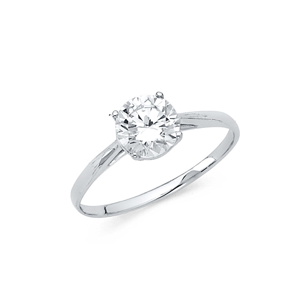 14K White Gold CZ Engagement Ring