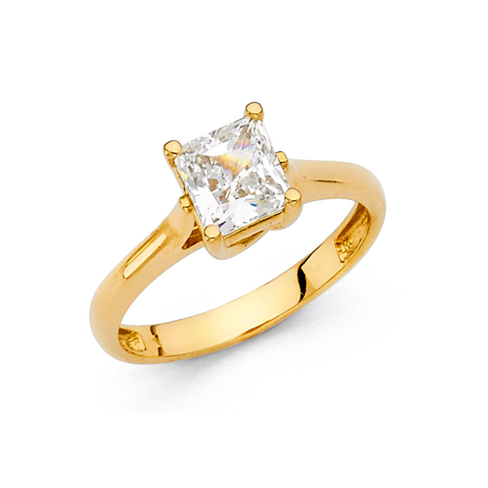 14K Yellow Gold CZ Engagement Ring