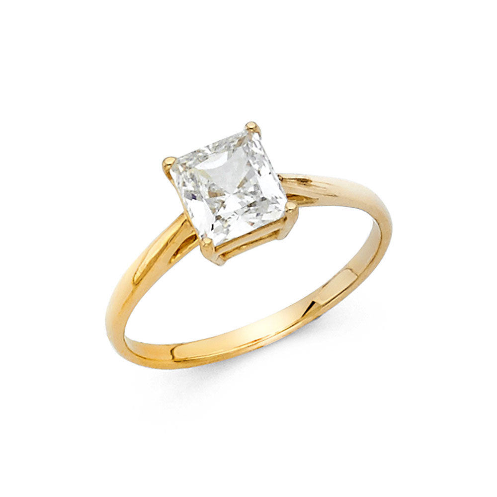 14K Yellow Gold CZ Engagement Ring