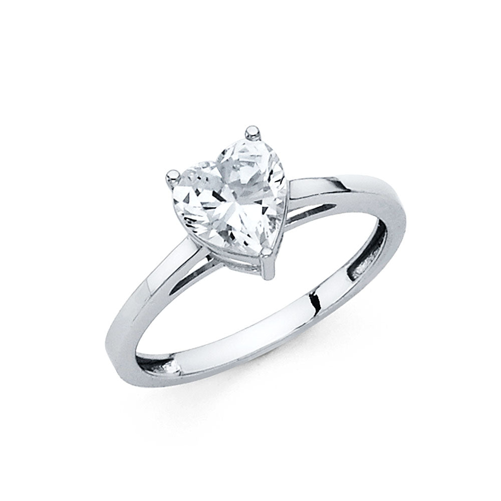 14K White Gold CZ Engagement Ring