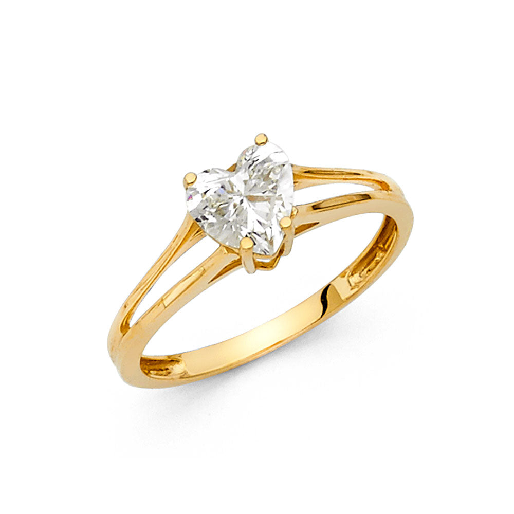 14K Yellow Gold CZ Engagement Ring