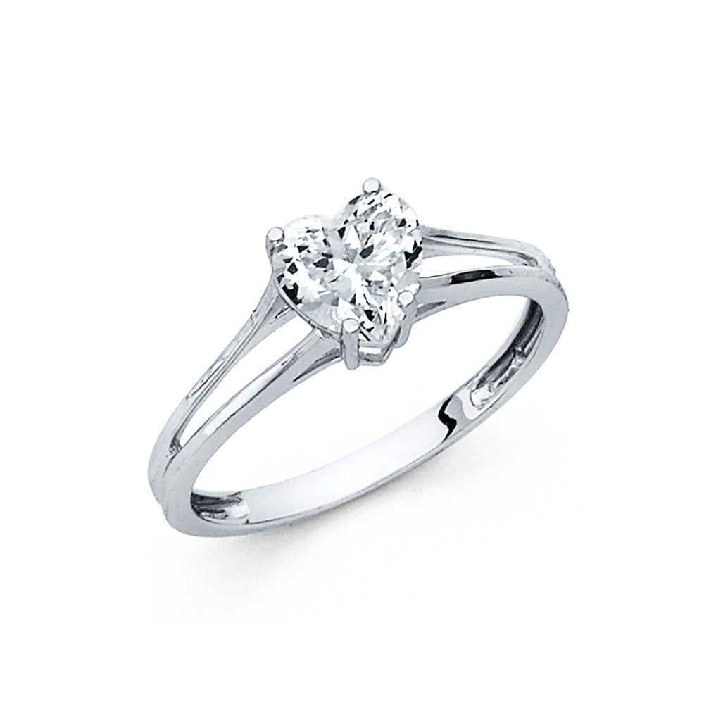 14K White Gold CZ Engagement Ring