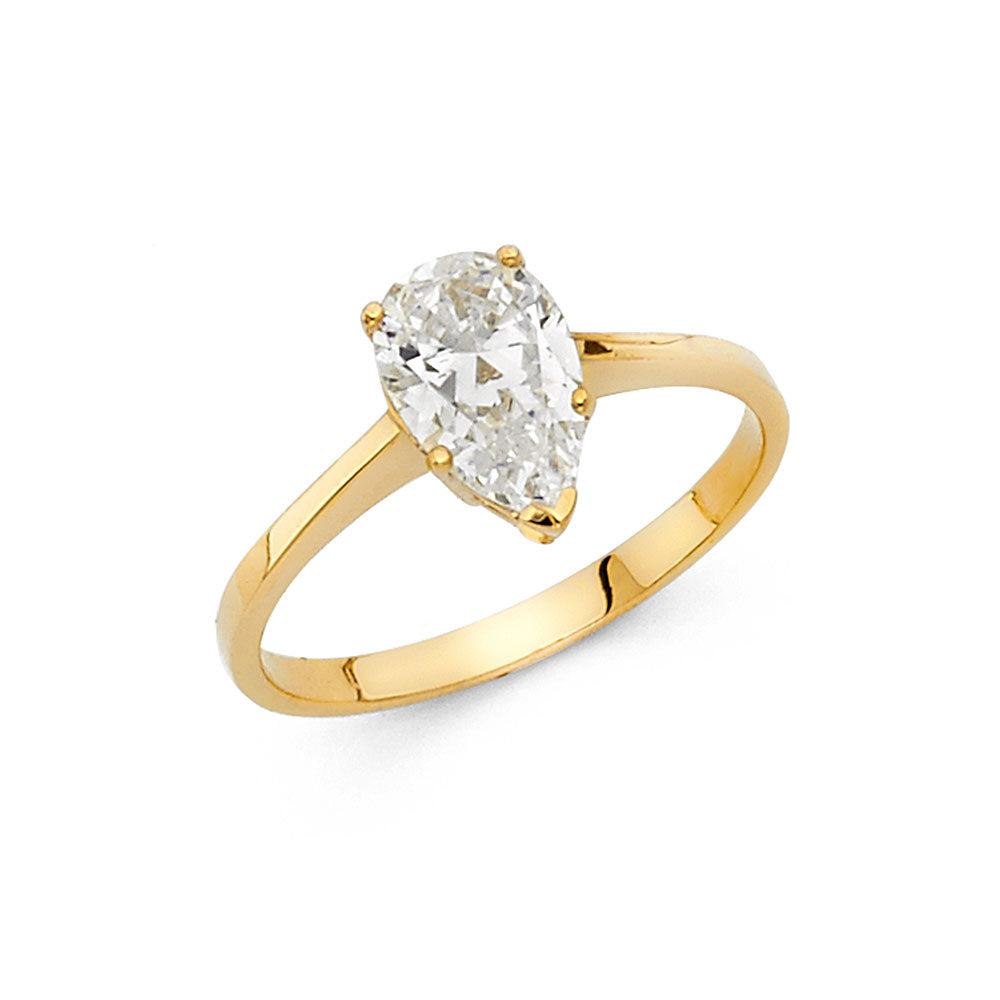 14K Yellow Gold CZ Engagement Ring