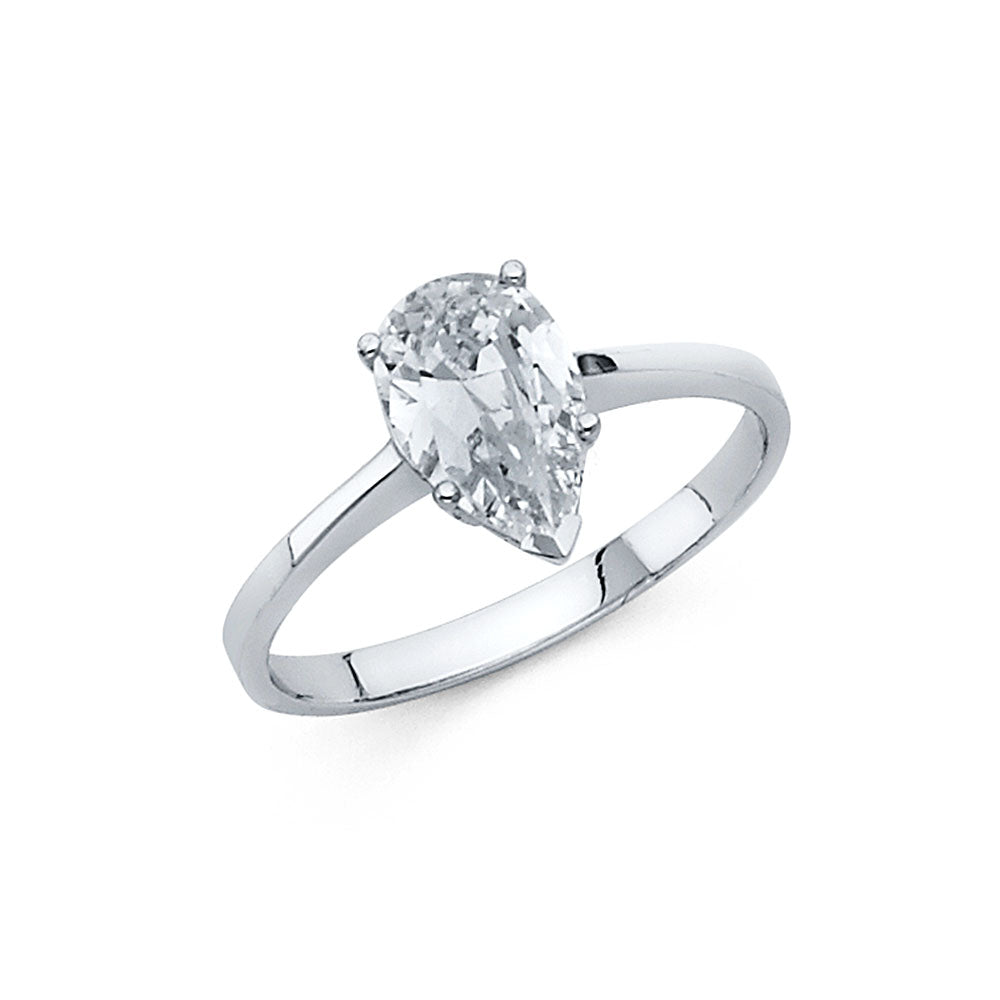 14K White Gold CZ Engagement Ring