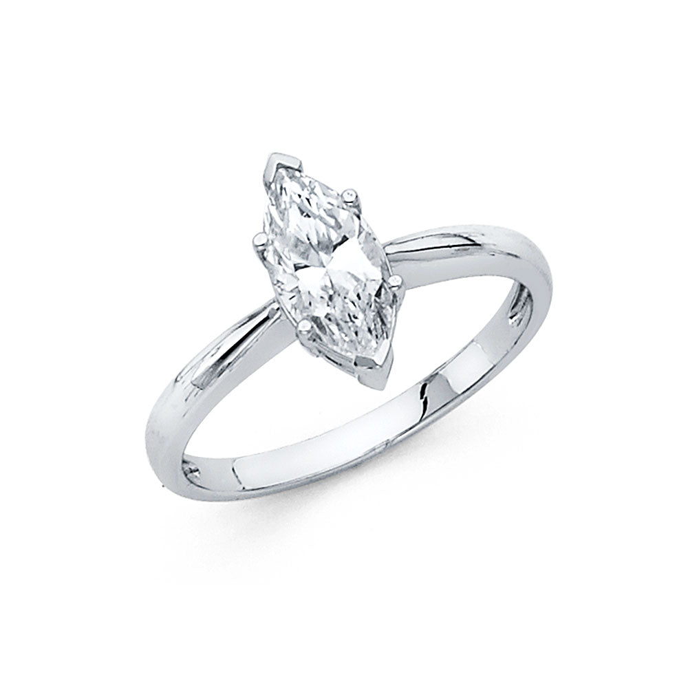 14K White Gold CZ Engagement Ring