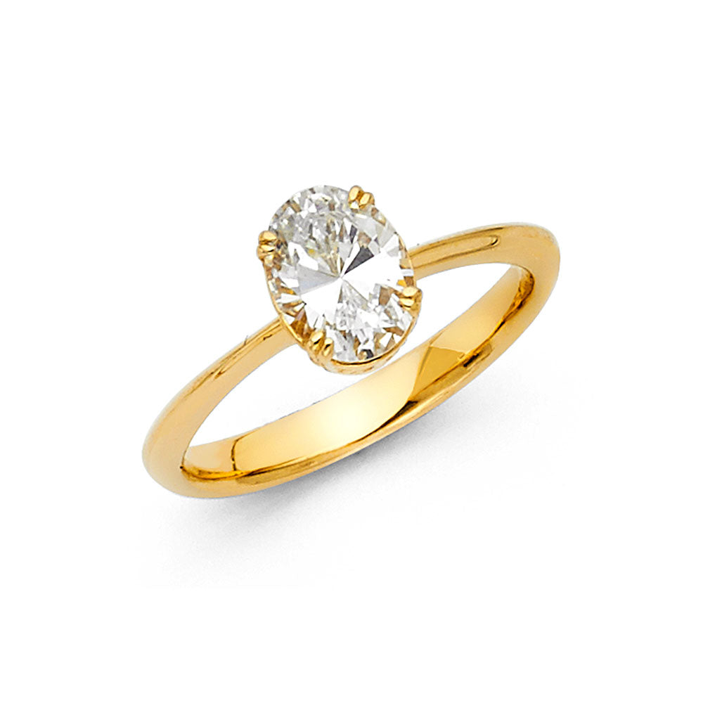 14K Yellow Gold CZ Engagement Ring
