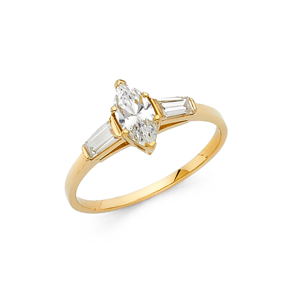 14K Yellow Gold CZ Engagement Ring