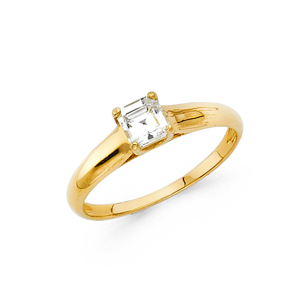 14K Yellow Gold CZ Engagement Ring