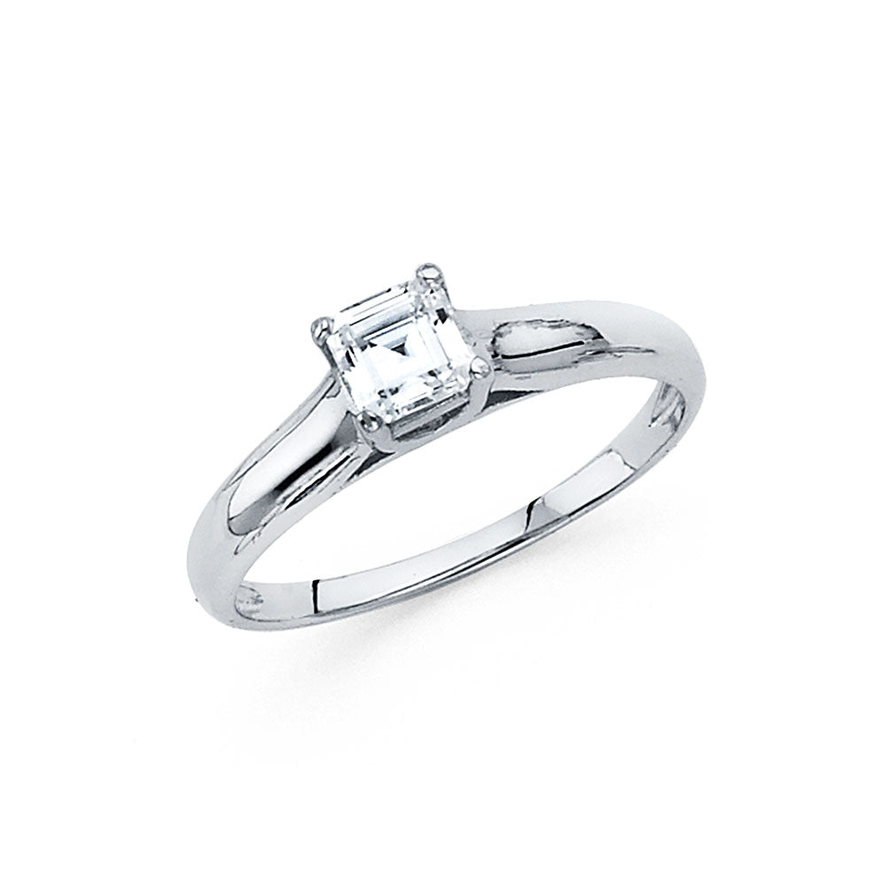 14K White Gold CZ Engagement Ring