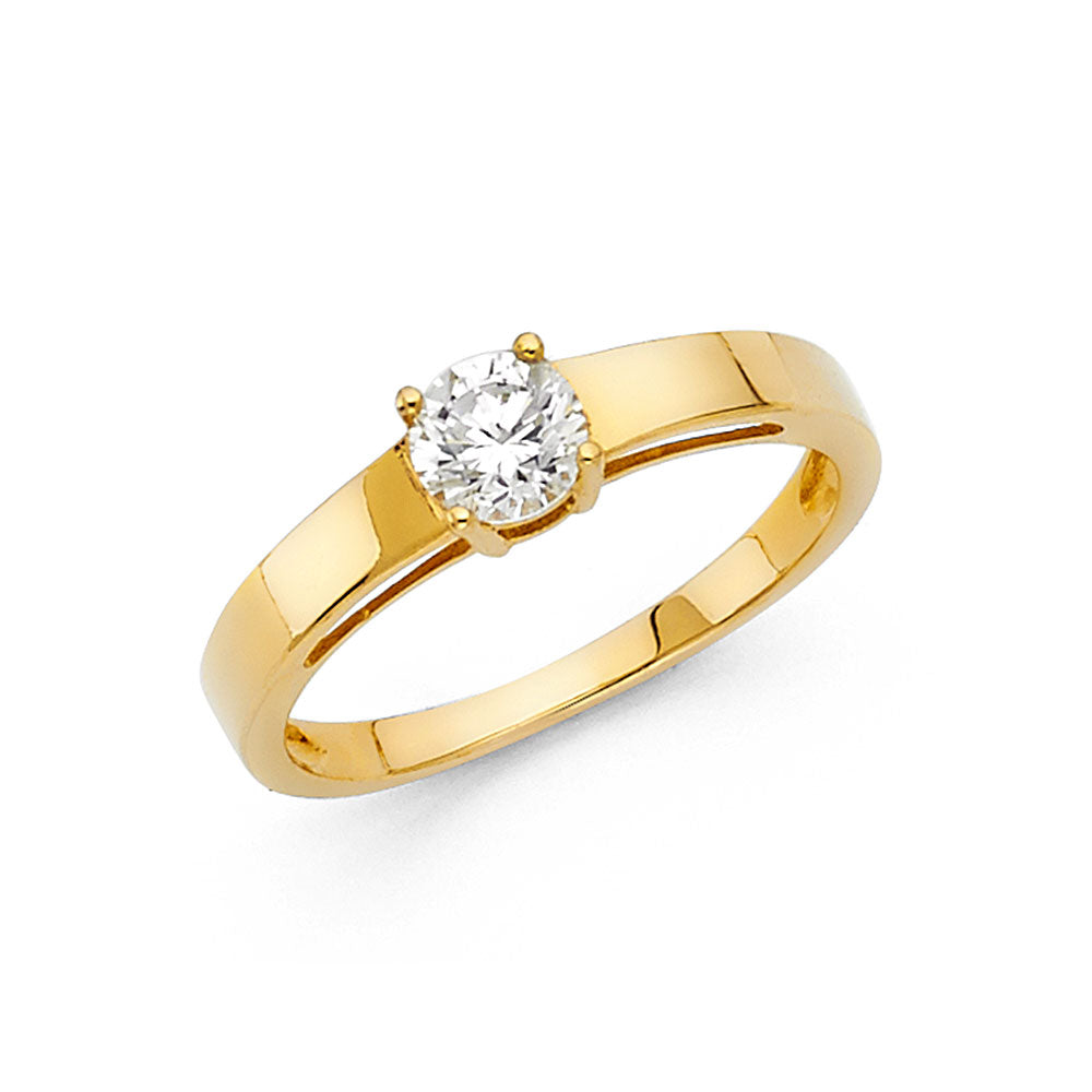 14K Yellow Gold CZ Engagement Ring