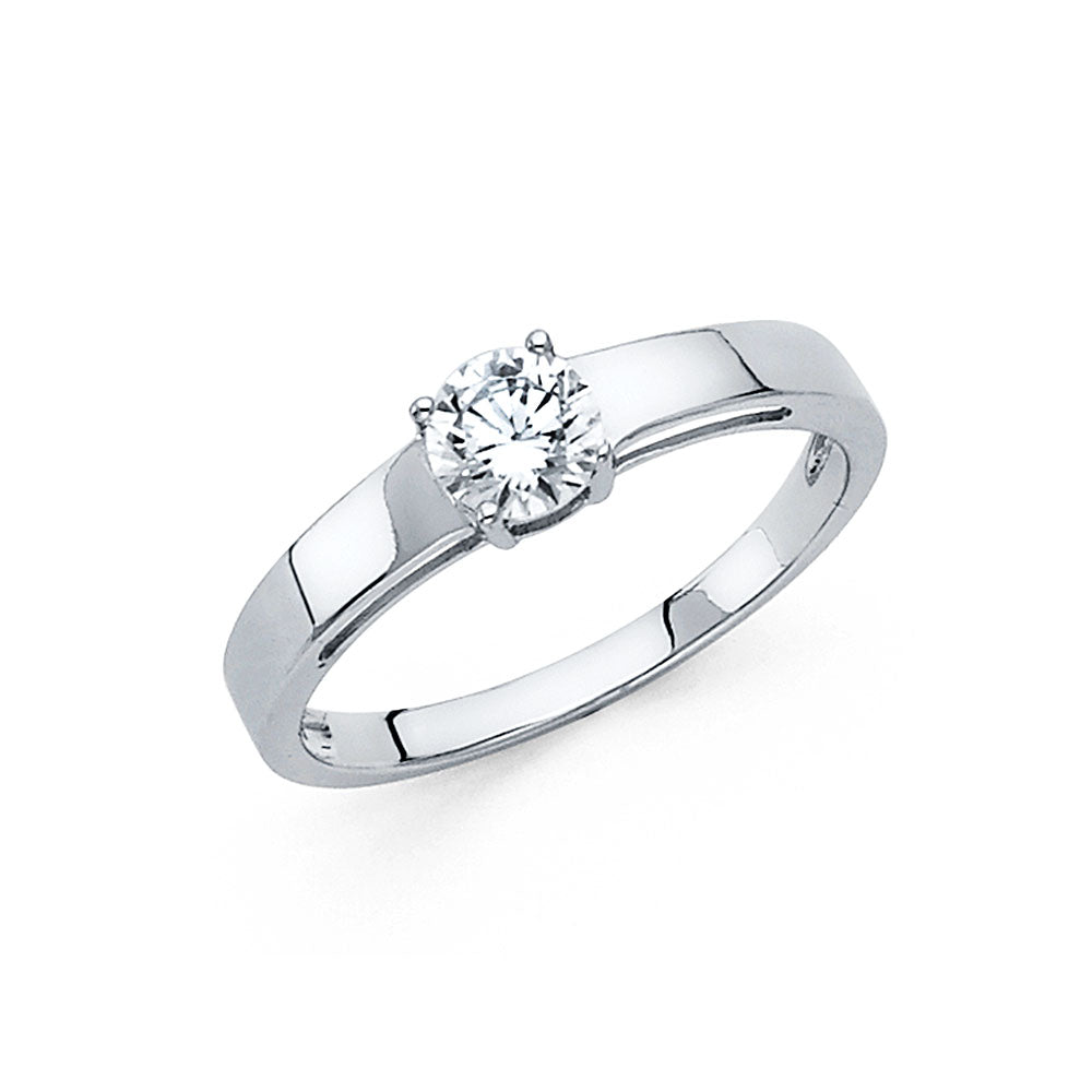 14K White Gold CZ Engagement Ring