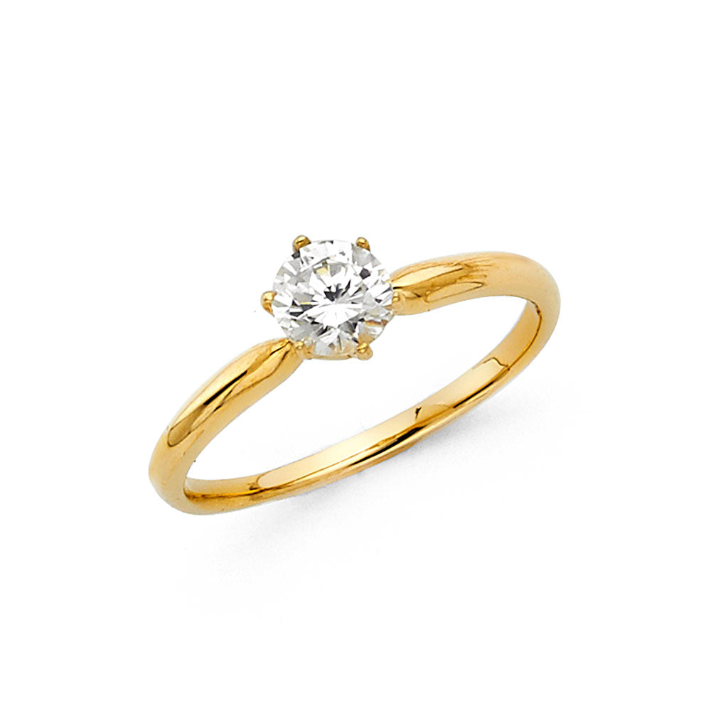 14K Yellow Gold CZ Engagement Ring