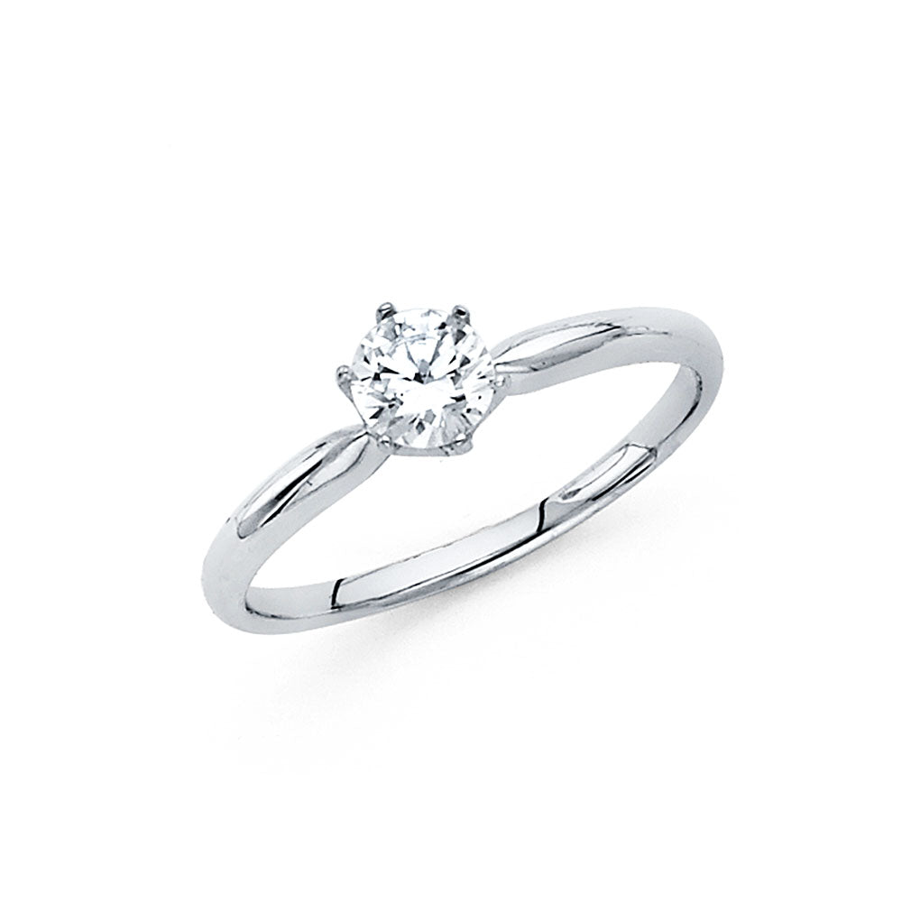 14K White Gold CZ Engagement Ring