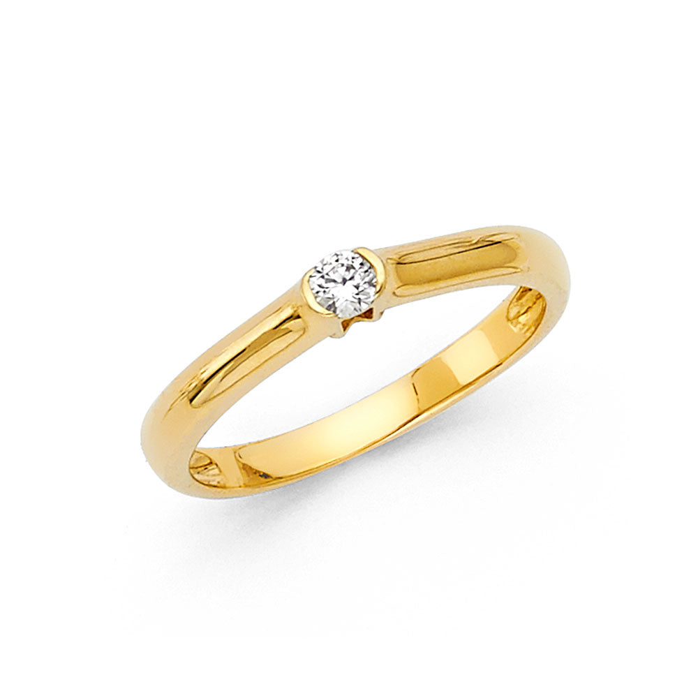 14K Yellow Gold CZ Engagement Ring