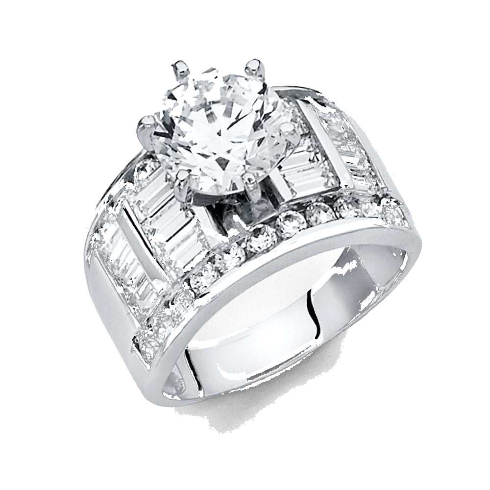 14K White Gold CZ Engagement Ring