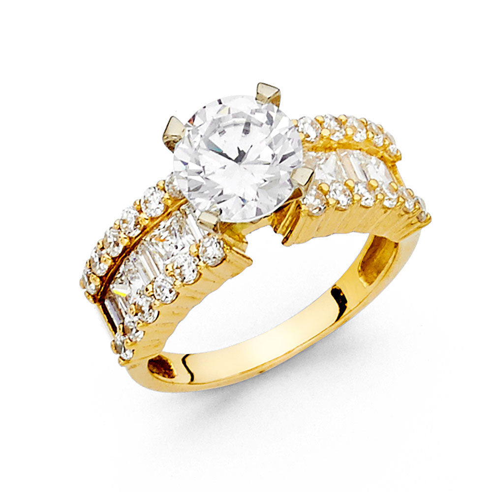 14K Yellow Gold CZ Engagement Ring