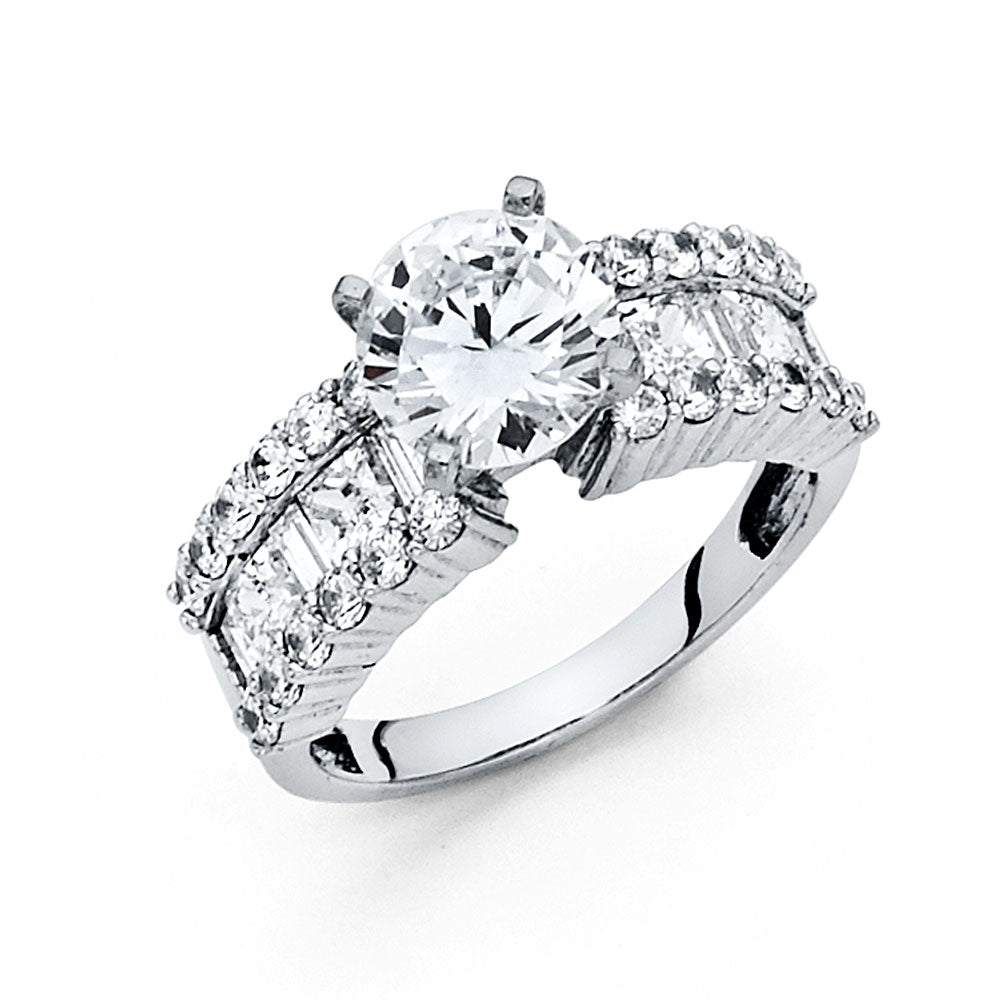 14K White Gold CZ Engagement Ring