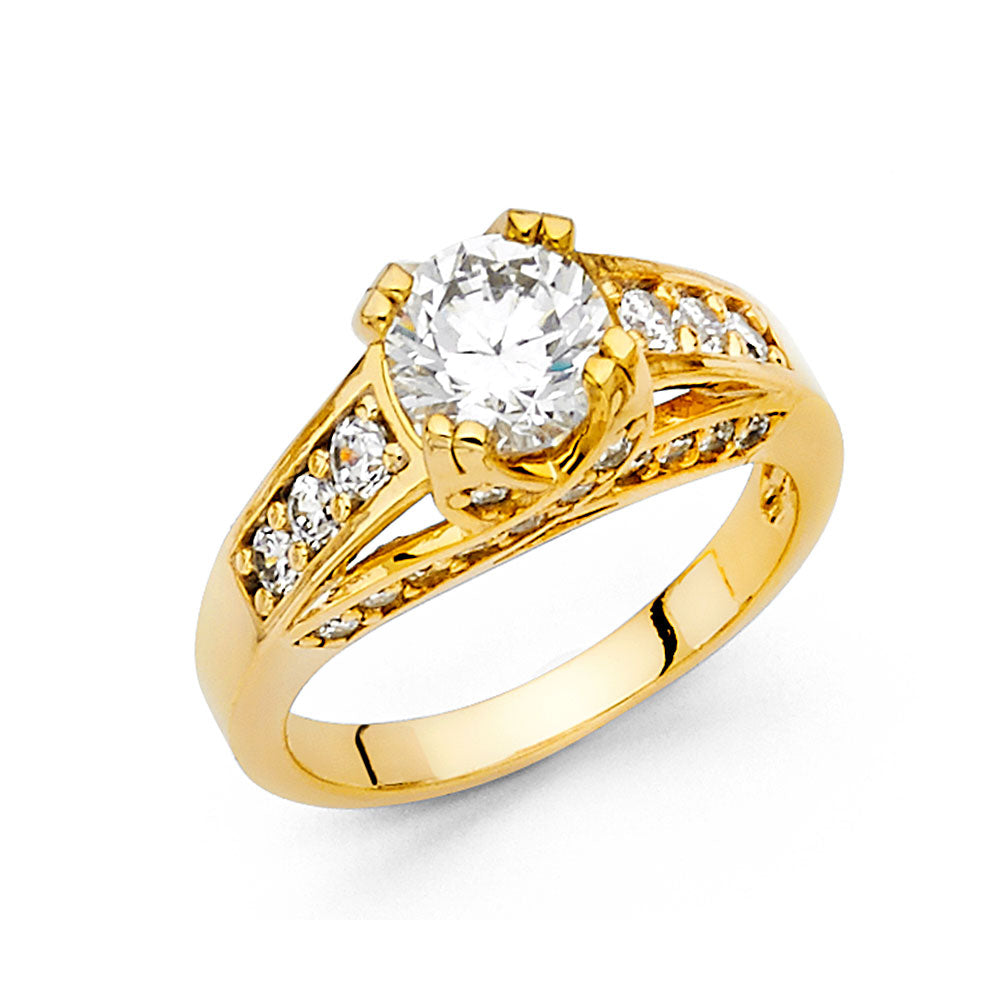14K Yellow Gold CZ Engagement Ring