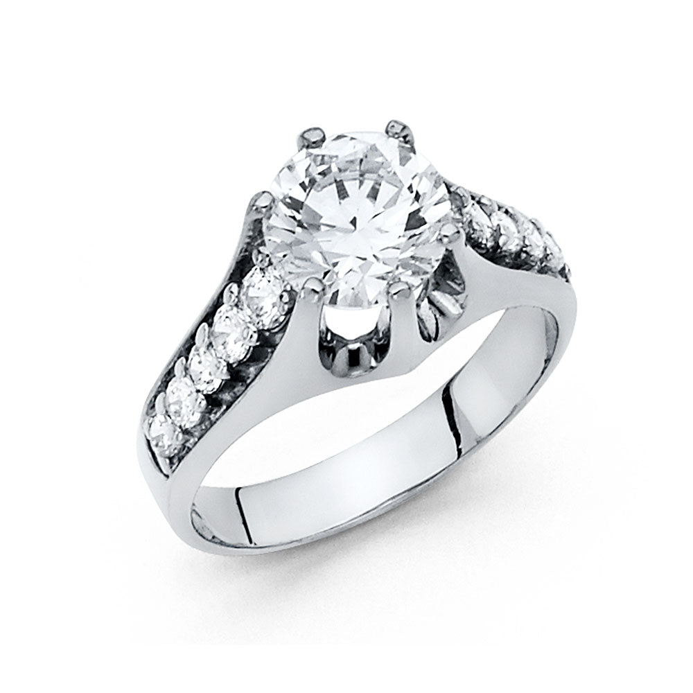 14K White Gold CZ Engagement Ring