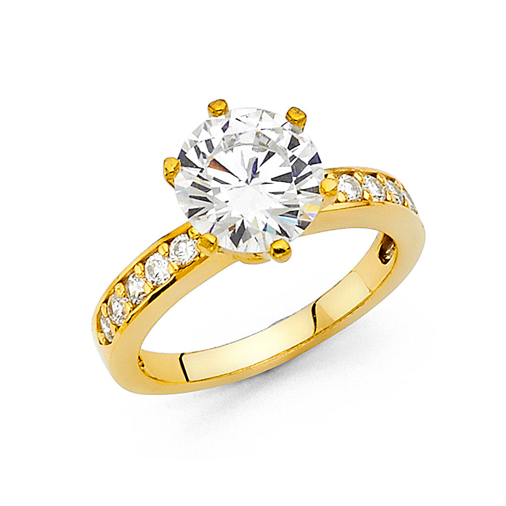 14K Yellow Gold CZ Engagement Ring