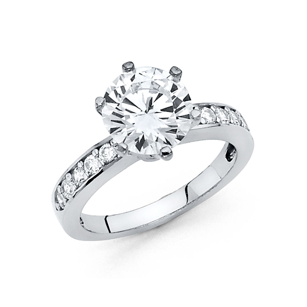 14K White Gold CZ Engagement Ring