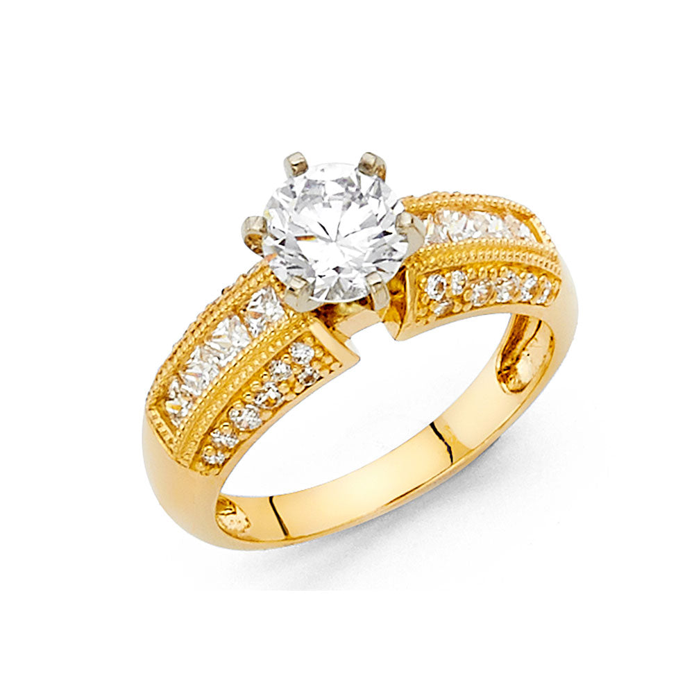 14K Yellow Gold CZ Engagement Ring