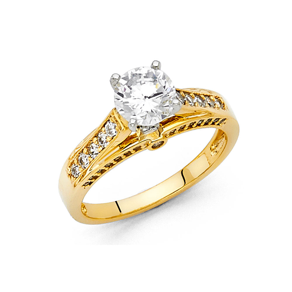 14K Yellow Gold CZ Engagement Ring