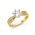 14K Yellow Gold CZ Engagement Ring