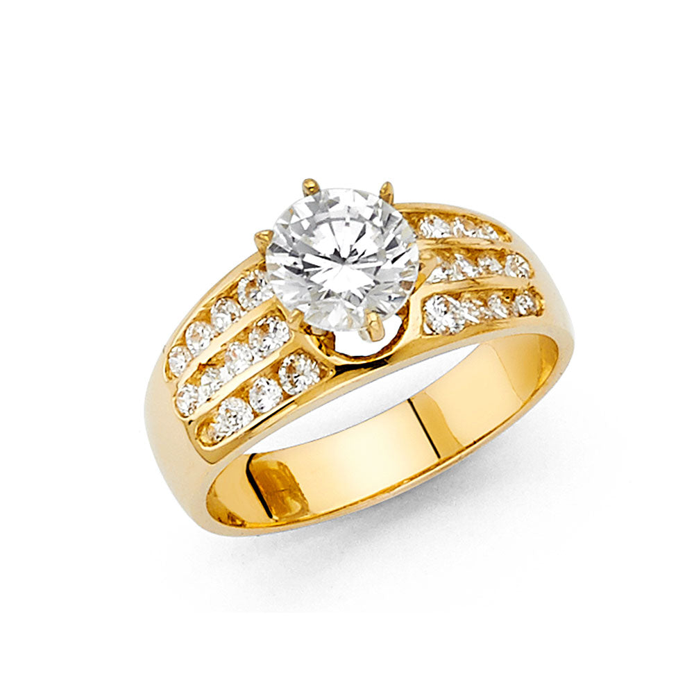 14K Yellow Gold CZ Engagement Ring
