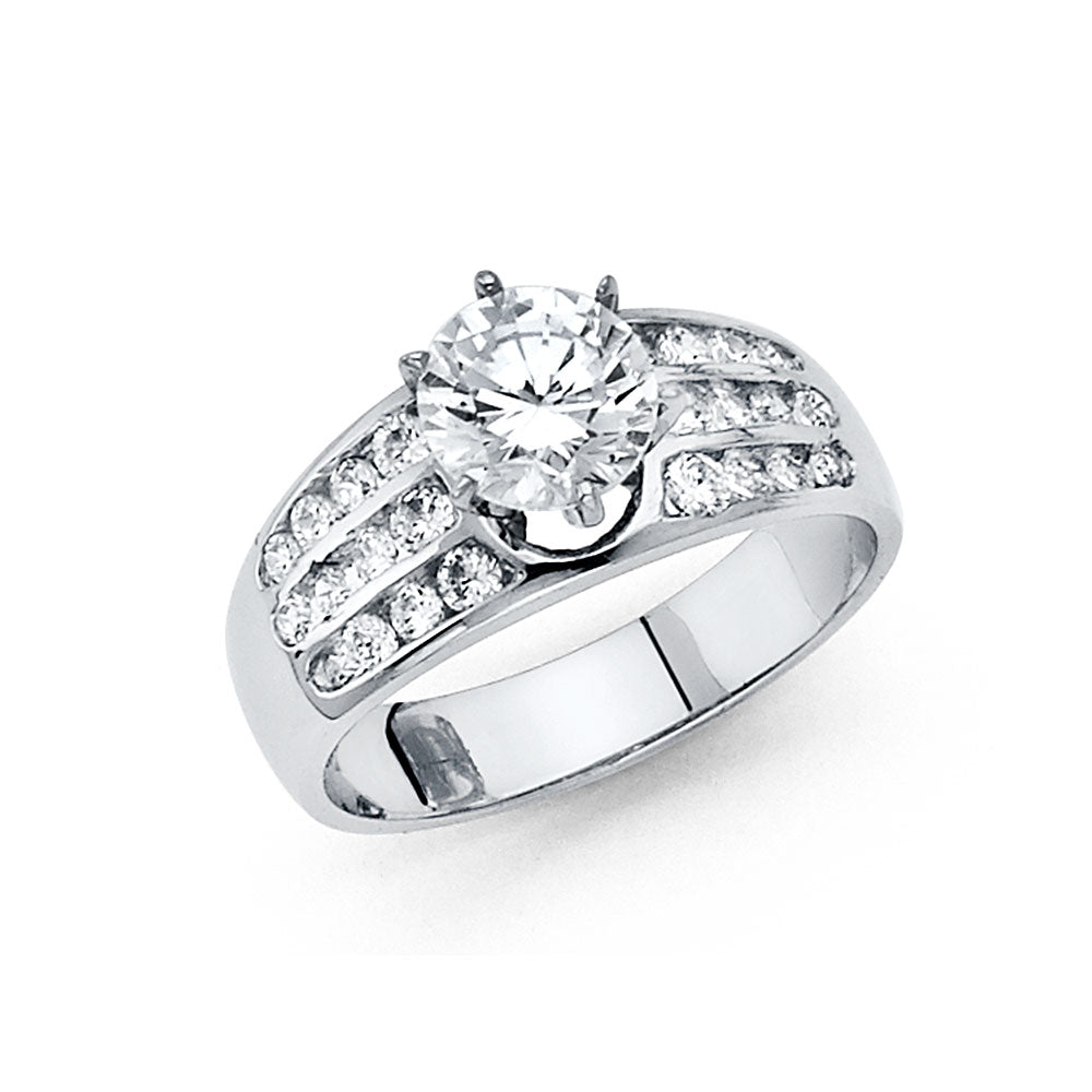 14K White Gold CZ Engagement Ring