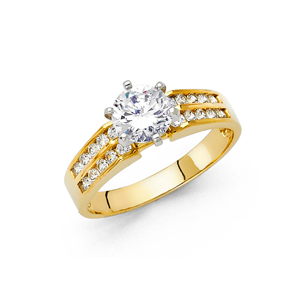 14K Yellow Gold CZ Engagement Ring