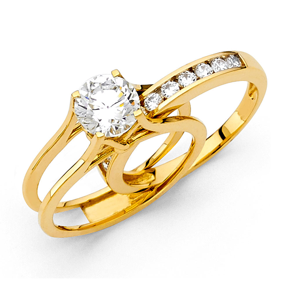 14K Yellow Gold CZ Engagement Ring
