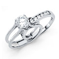 14K White Gold CZ Engagement Ring