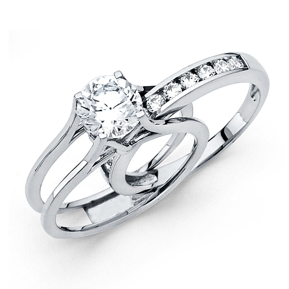 14K White Gold CZ Engagement Ring