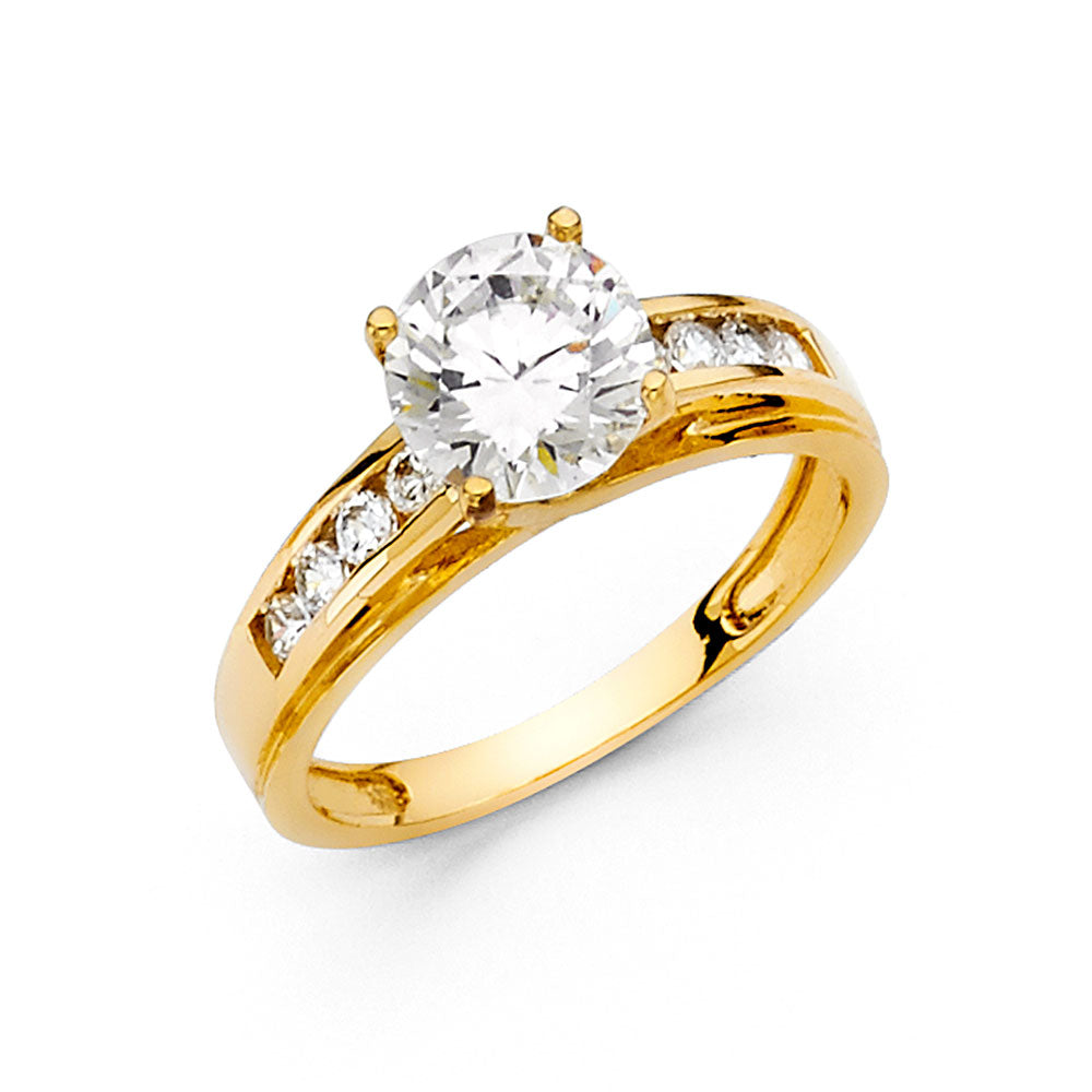 14K Yellow Gold CZ Engagement Ring